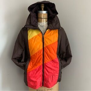 Vintage HCC Henri Charles Colsenet Geneva Multicoloured Ski Top Zip Jacket Brown